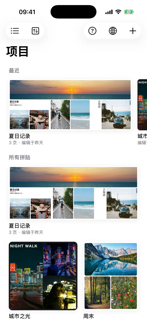 iPhone 上的项目屏幕
